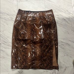 Express Brown Pencil Skirt with Slit Knee-length for Cocktail